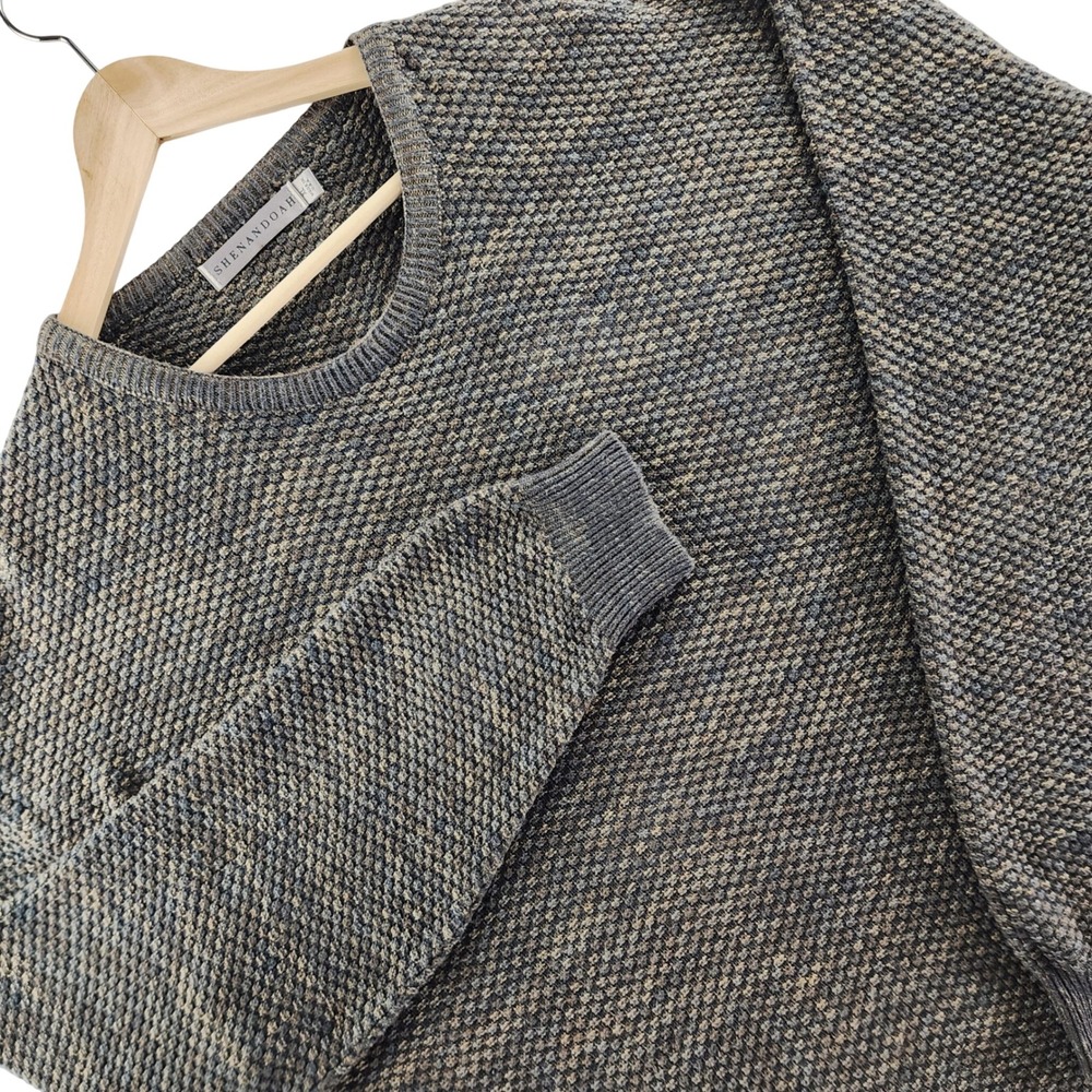 Shenandoah Sweater Mens XL Gray Beige Textured Knit Crewneck Vintage USA Grunge
